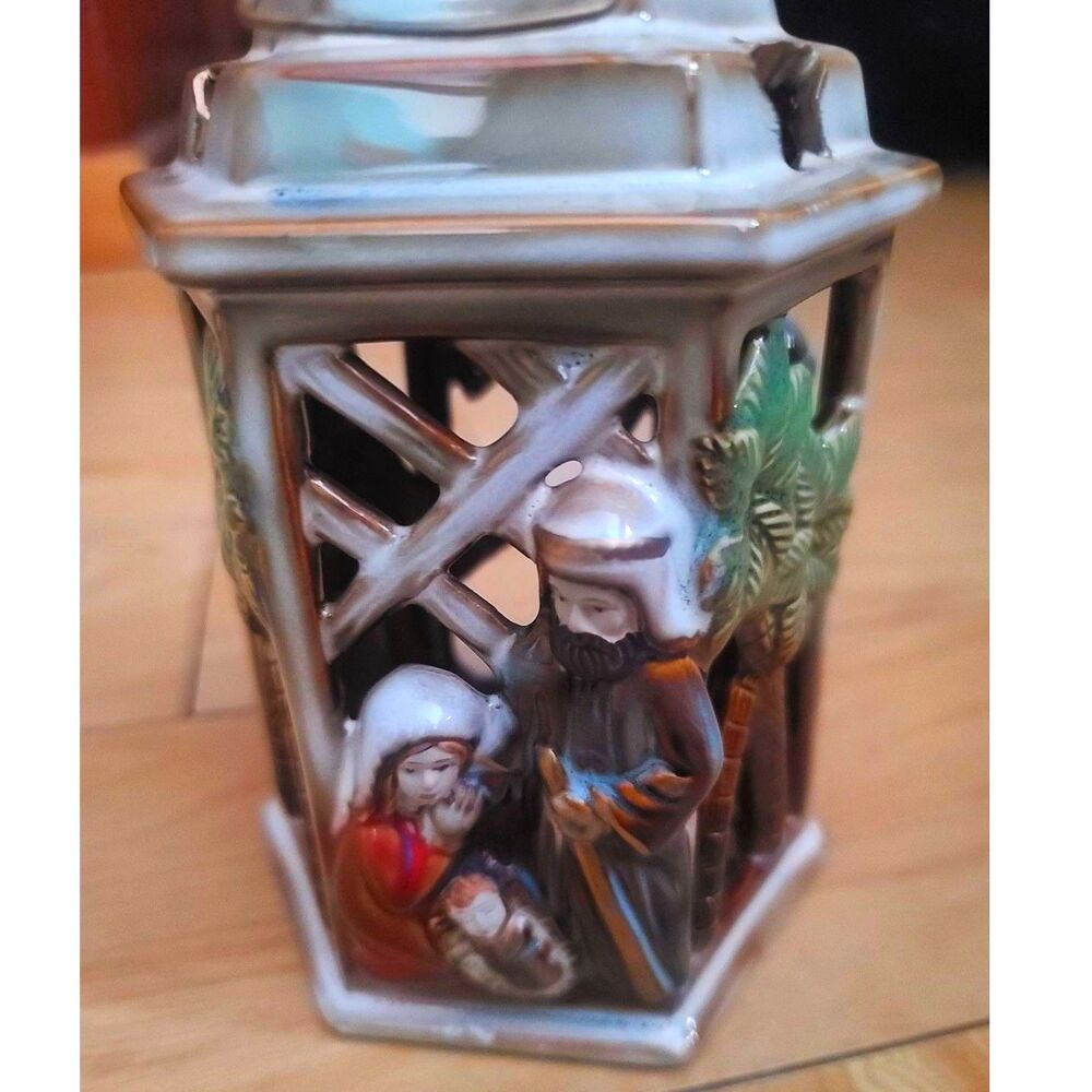 Nativity Candle Lantern Tealight Christmas Decoration Potter's Garden Luminaire